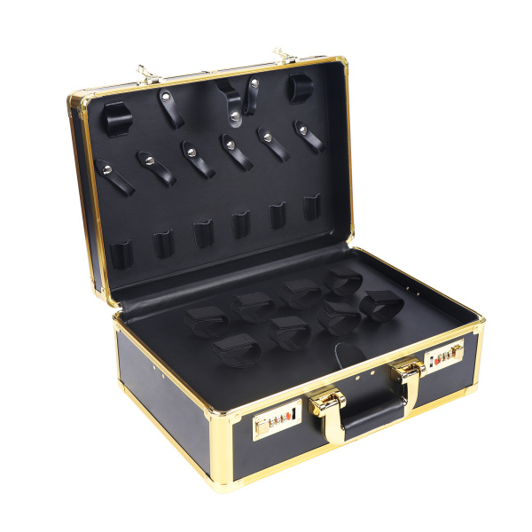 Barber Suitcase Portable Barber Carrying Case Barber Stylist Carrying Suitase Clippers Scissors Tool Box Organize (Gold)
